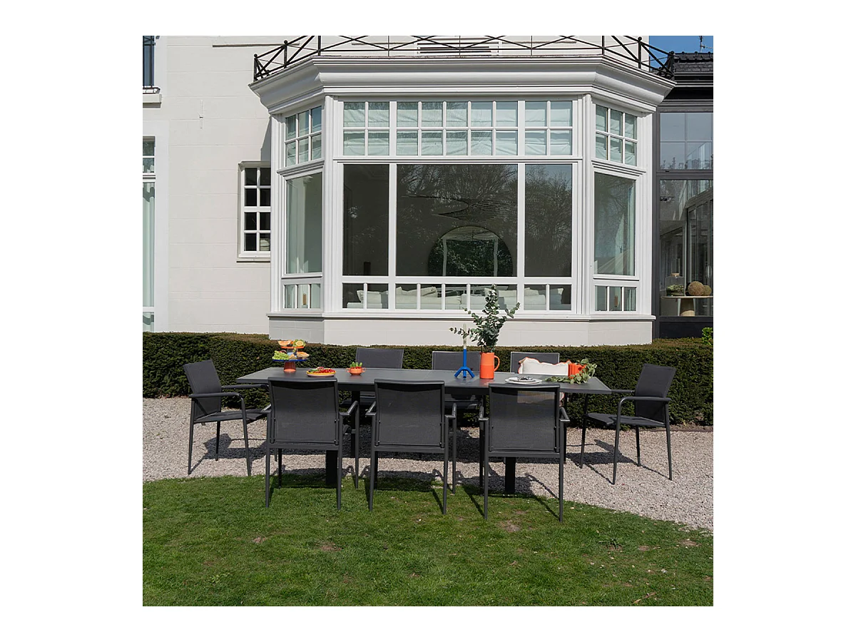 Ensemble 6/10p en full aluminium Gris avec 8 fauteuils MODULO