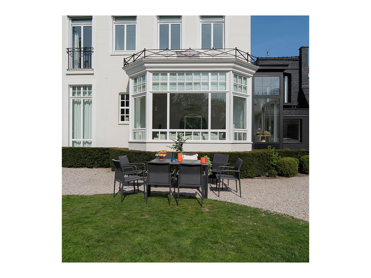 Ensemble 6/10p en full aluminium Gris avec 8 fauteuils MODULO