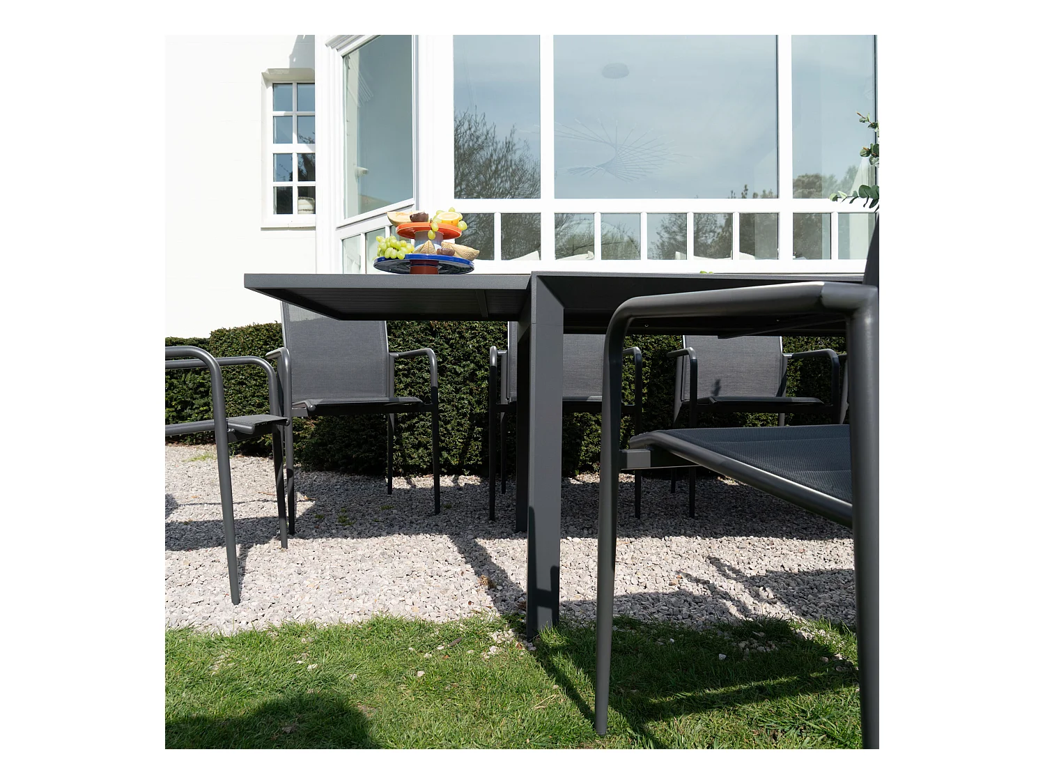 Ensemble 6/10p en full aluminium Gris avec 8 fauteuils MODULO