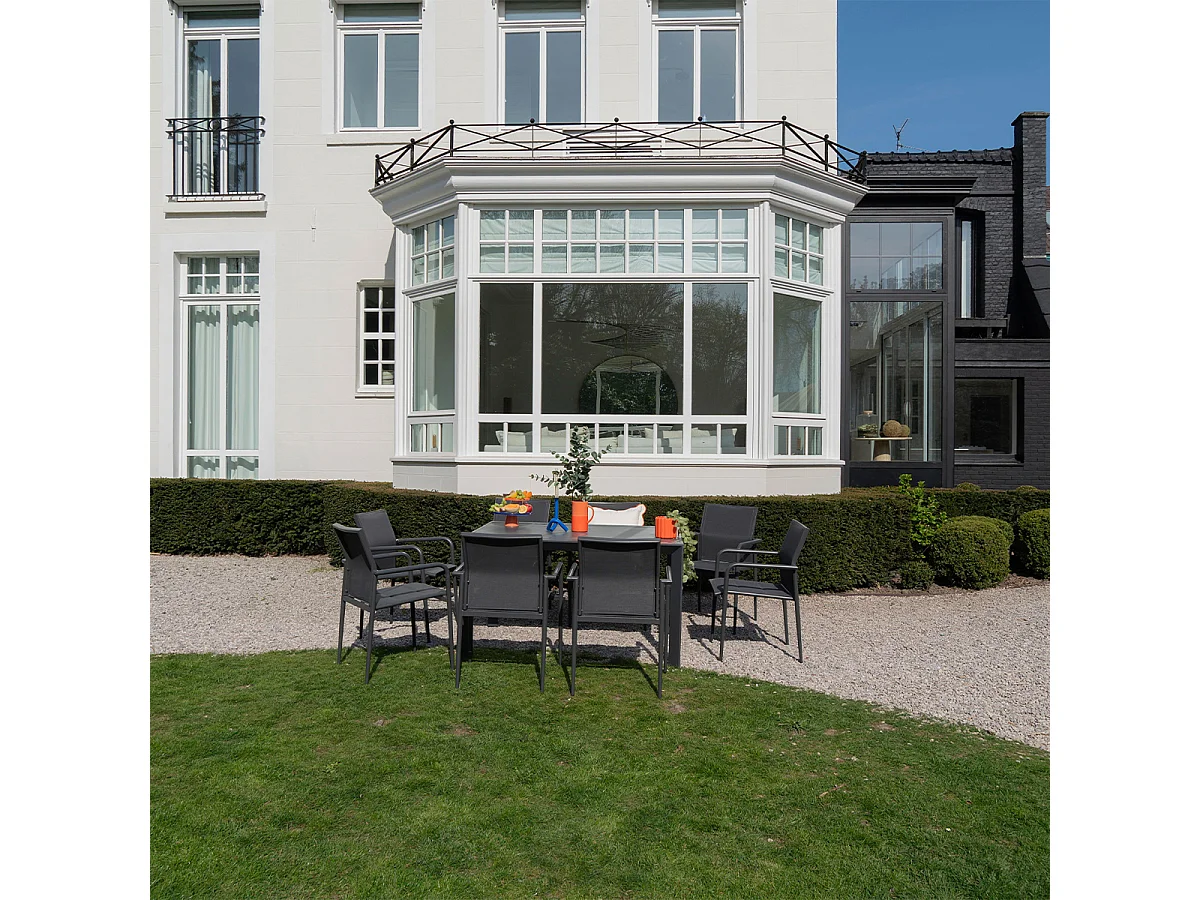 Ensemble 6/10p en full aluminium Gris avec 8 fauteuils MODULO
