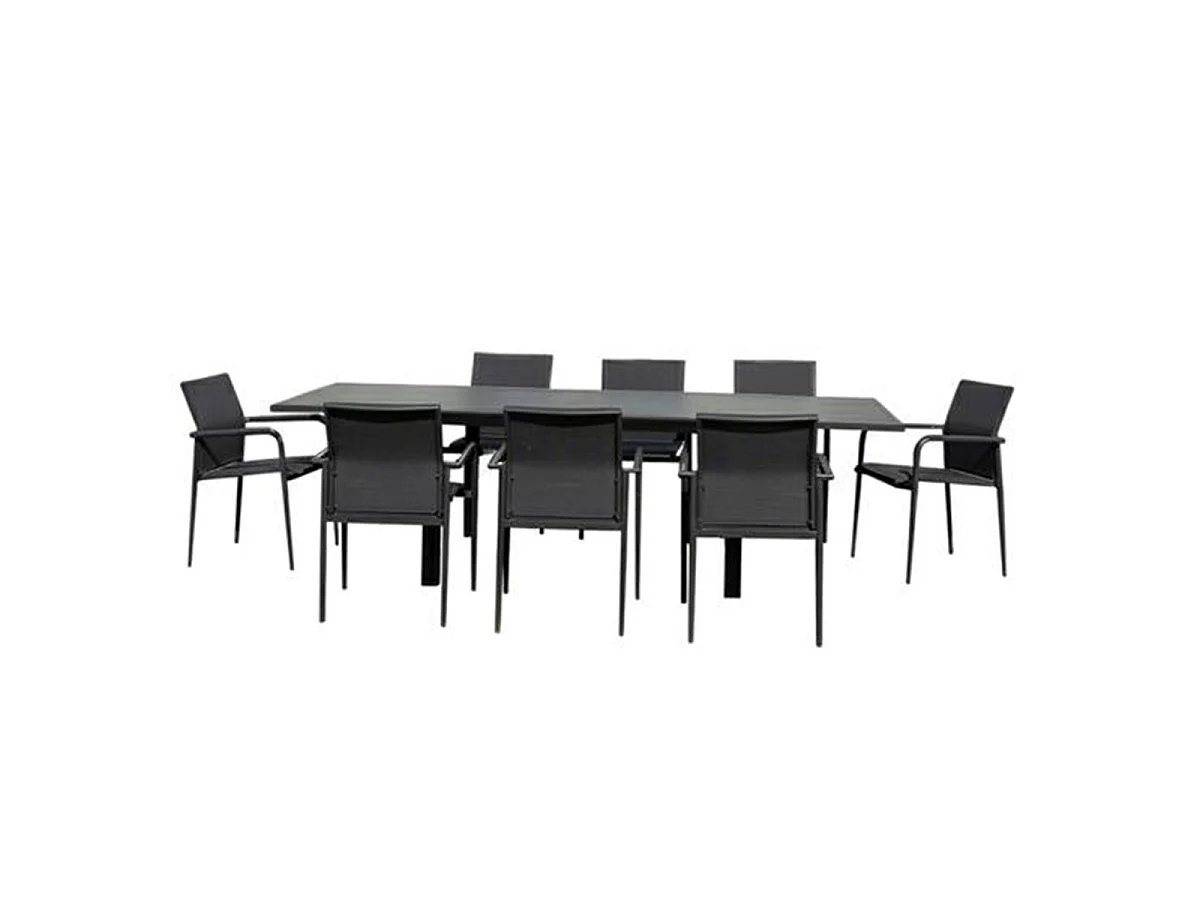 Ensemble 6/10p en full aluminium Gris avec 8 fauteuils MODULO