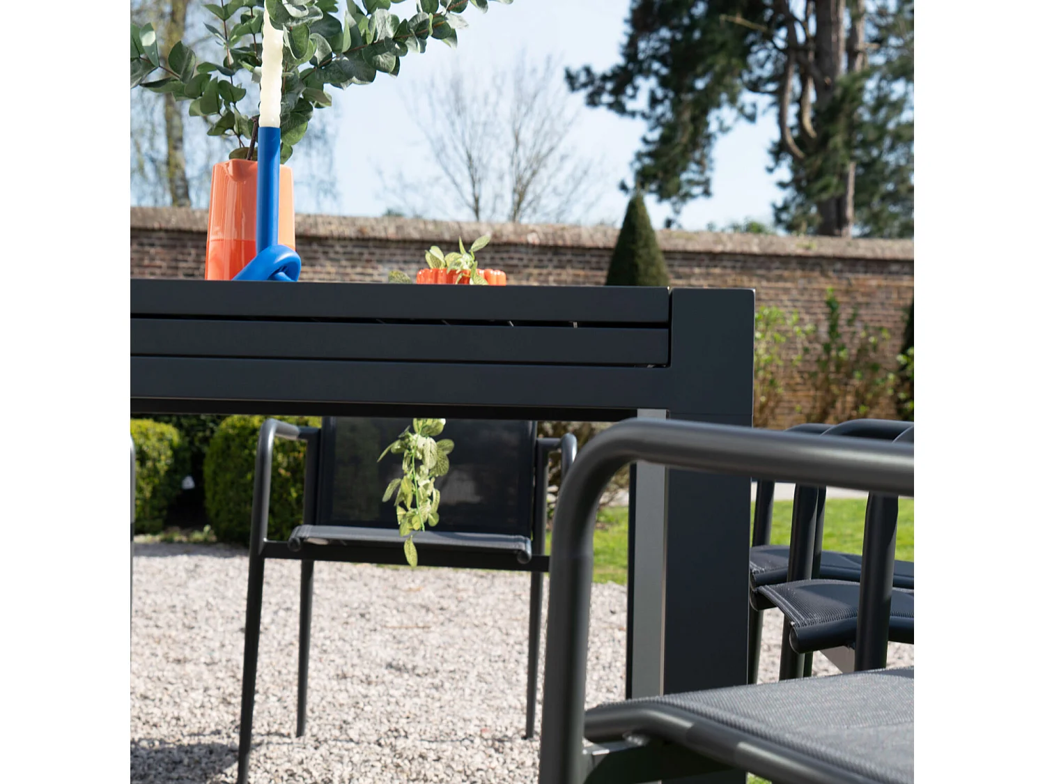 Ensemble 6/10p en full aluminium Gris avec 8 fauteuils MODULO