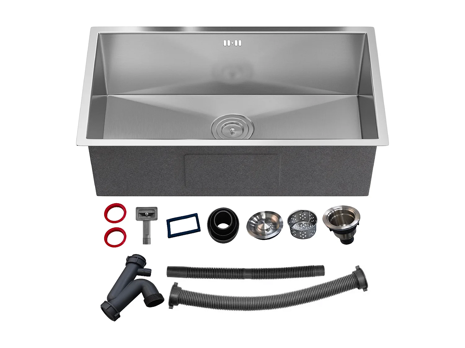 Ensemble évier 55x45 cm SOELA + robinet ROMILY en acier inoxydable - Gris