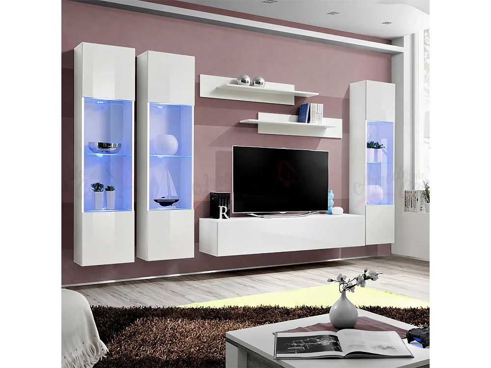 Parete attrezzata per soggiorno design moderno 310x170 bianco PAP88