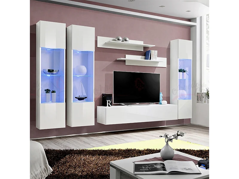 Parete attrezzata per soggiorno design moderno 310x170 bianco PAP88