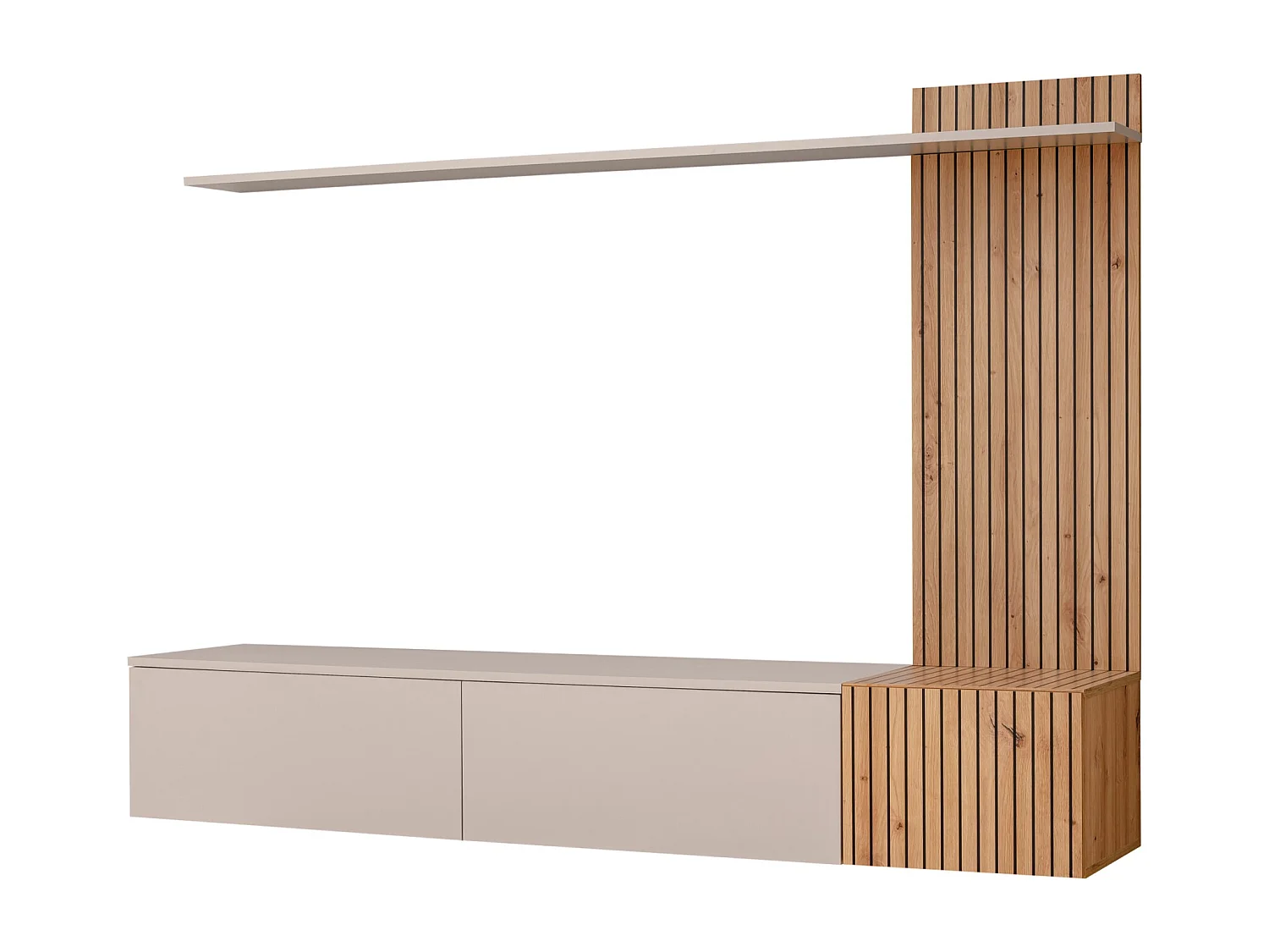 Parete attrezzata sospesa moderna grigia e rovere 180x130 PAP152