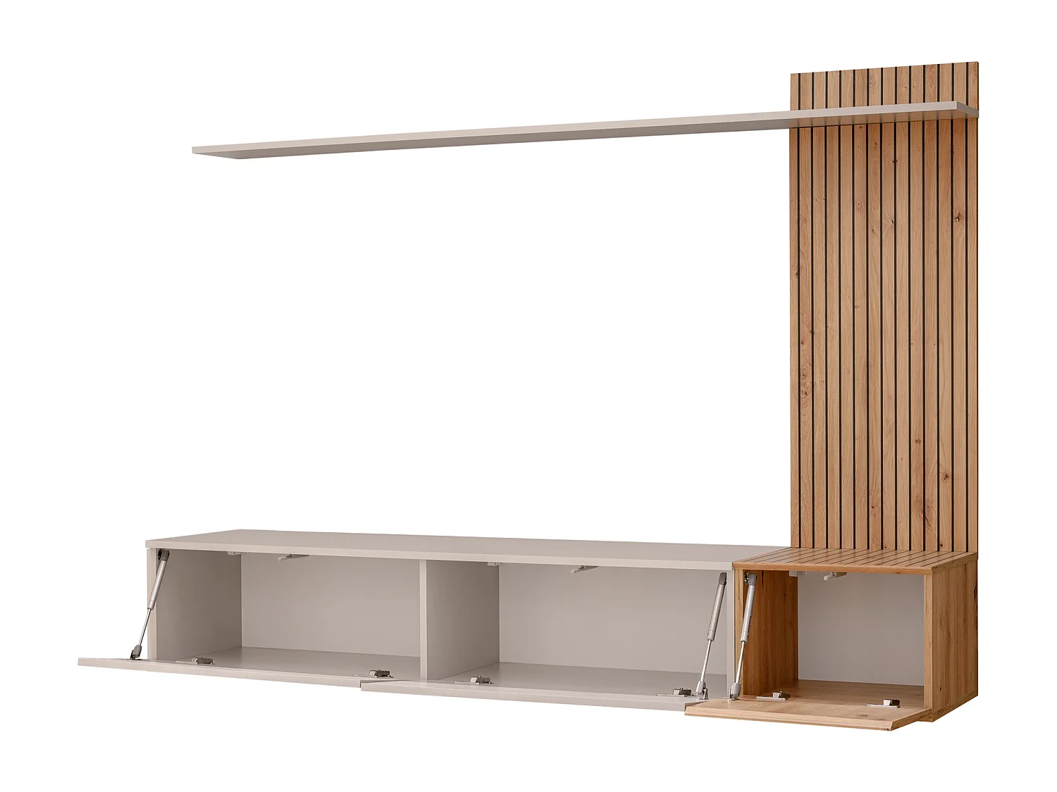 Parete attrezzata sospesa moderna grigia e rovere 180x130 PAP152