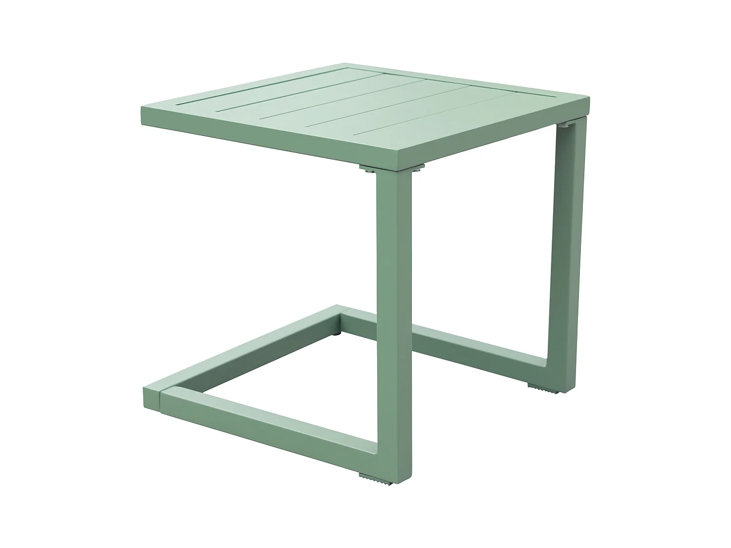 Conjunto de espreguiçadeira e mesa de apoio BARBADOS em textilene verde sálvia - alumínio verde sálvia