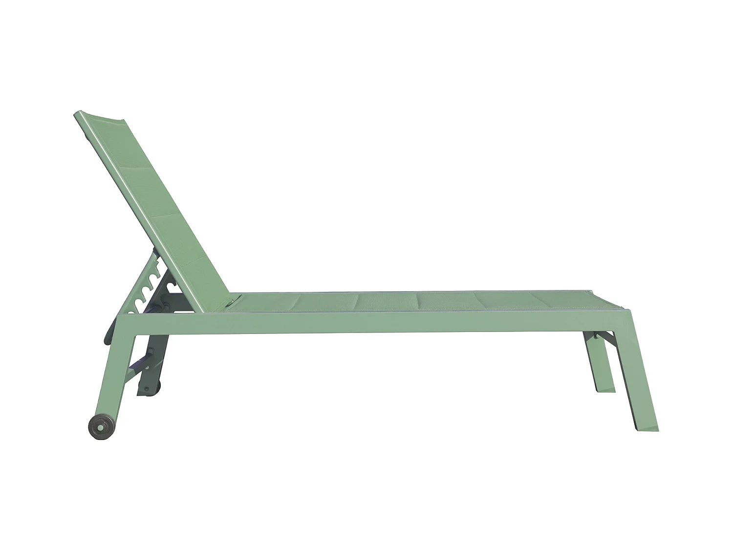 Conjunto de espreguiçadeira e mesa de apoio BARBADOS em textilene verde sálvia - alumínio verde sálvia