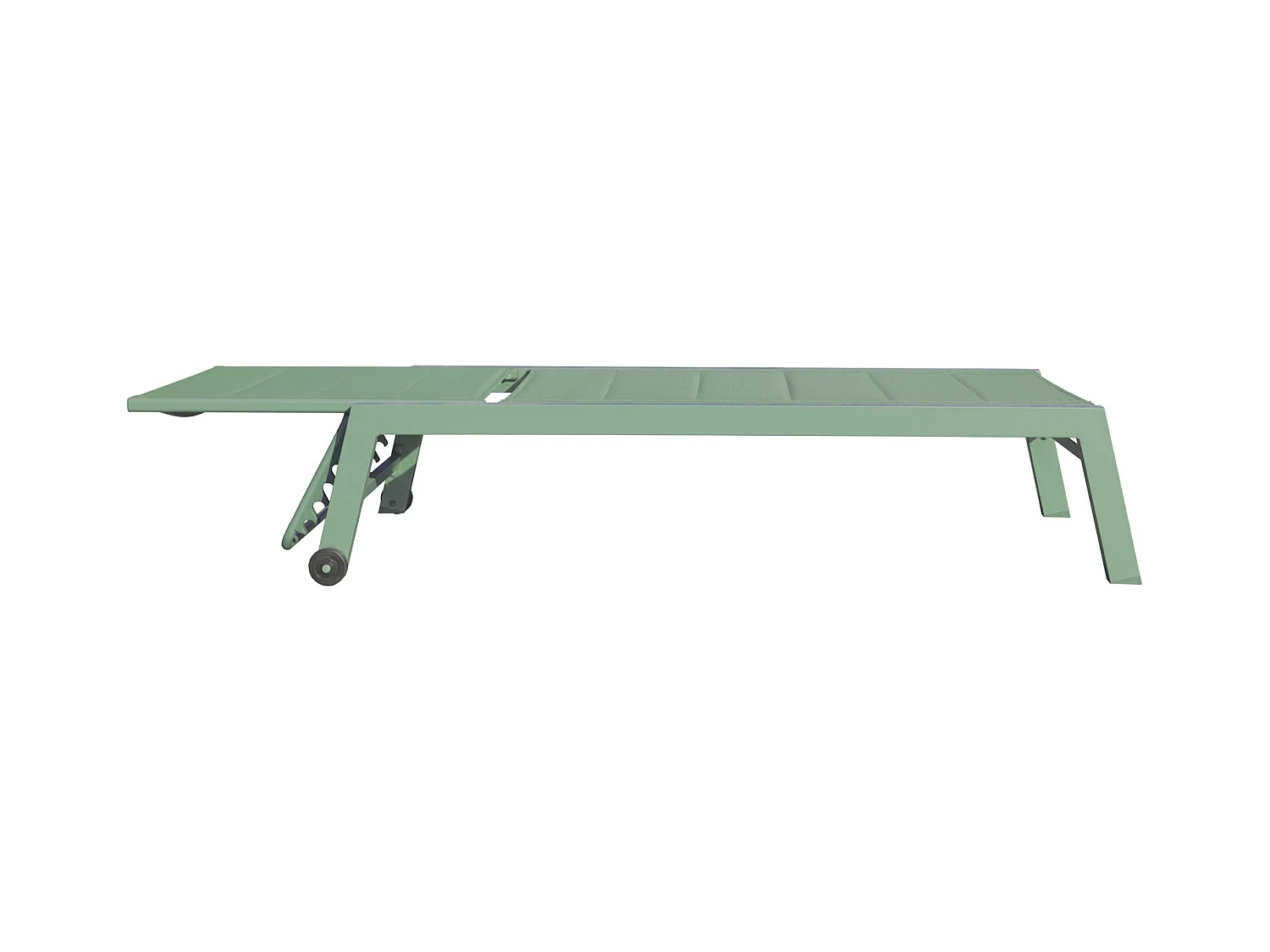 Conjunto de espreguiçadeira e mesa de apoio BARBADOS em textilene verde sálvia - alumínio verde sálvia