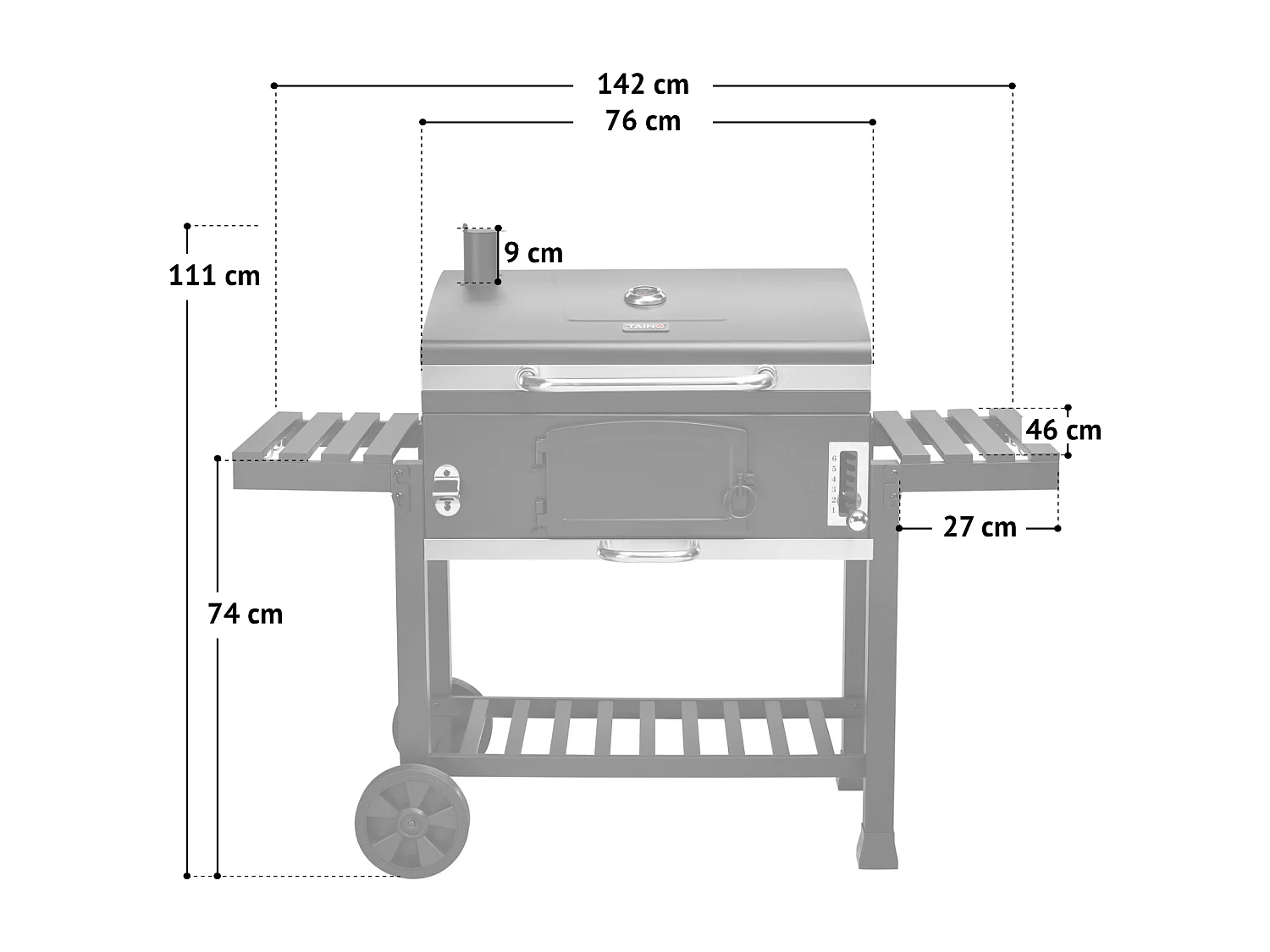 HOLZKOHLEGRILL HERO XXL Set mit Haube & Platte