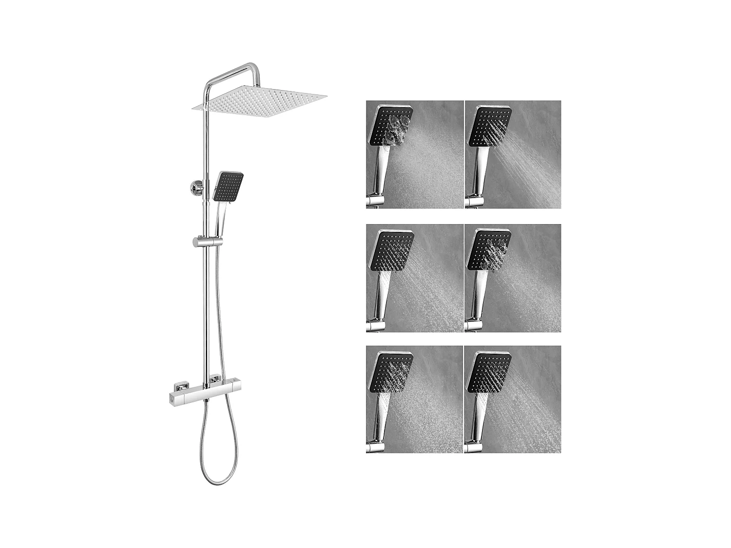 SOFETIY MAX Colonne de Douche Thermostatique,  Ensemble de Douche avec Mitigeur, 6 Fonctions Ensemble de Douche