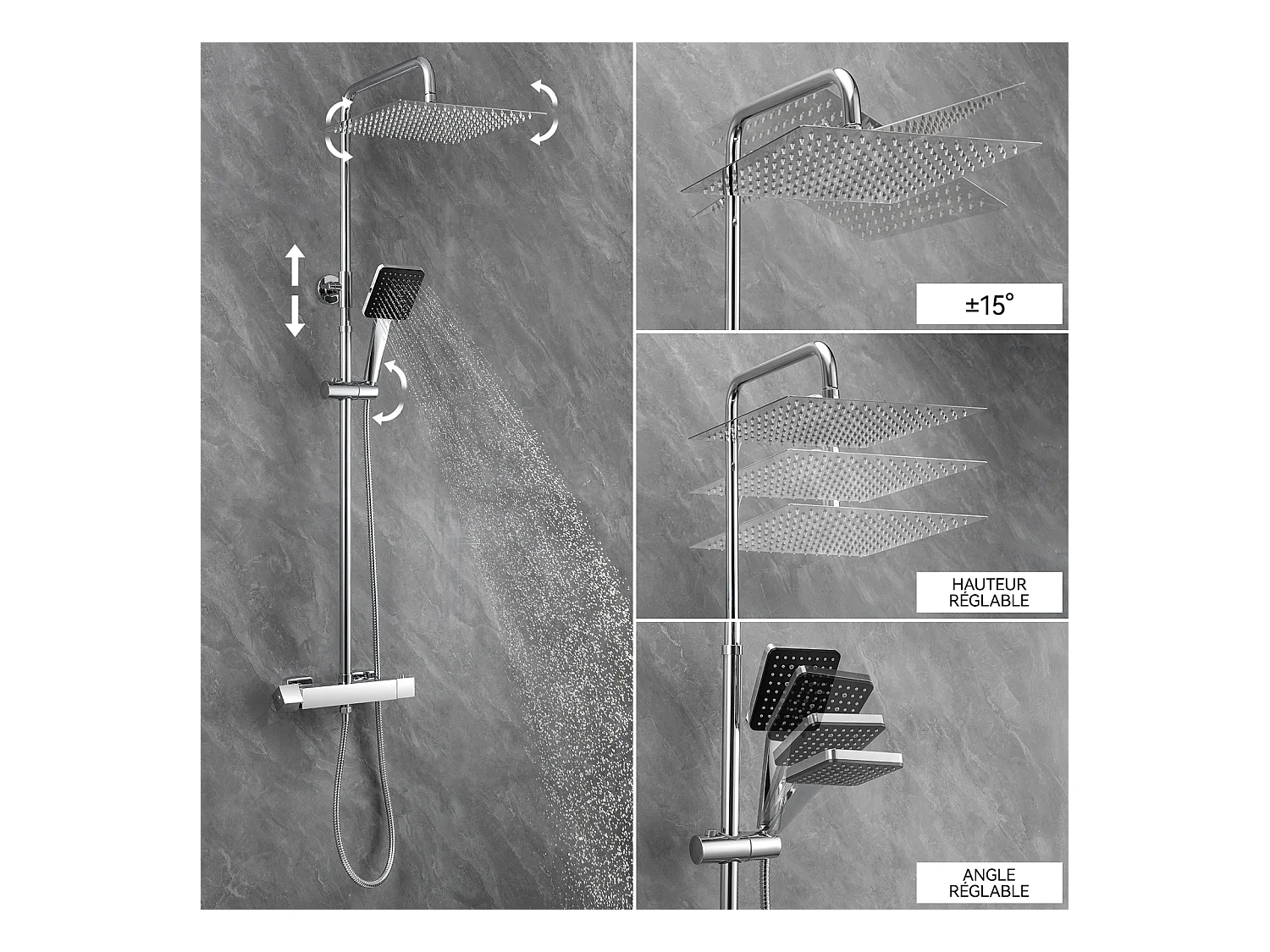 SOFETIY MAX Colonne de Douche Thermostatique,  Ensemble de Douche avec Mitigeur, 6 Fonctions Ensemble de Douche