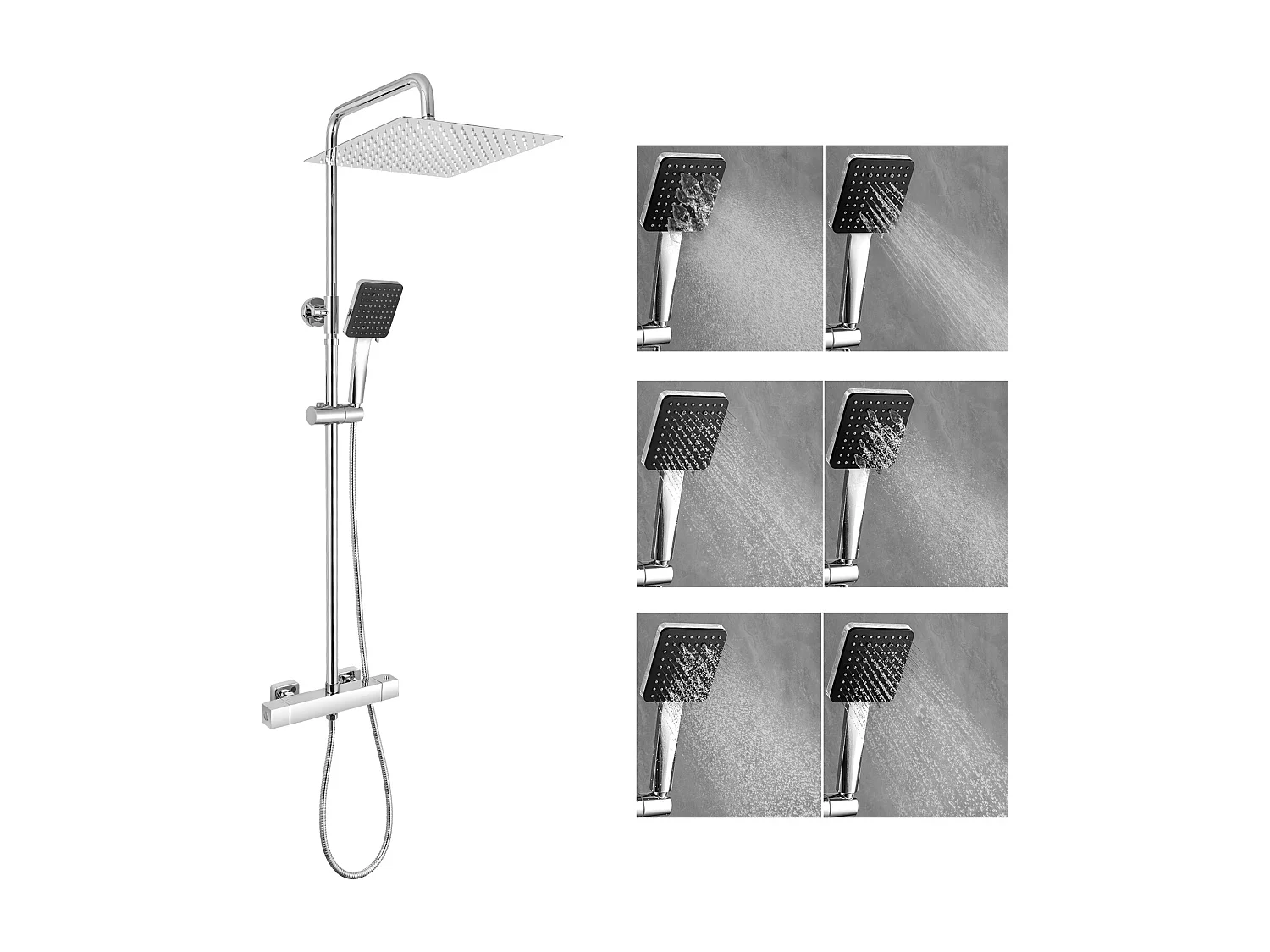 SOFETIY MAX Colonne de Douche Thermostatique,  Ensemble de Douche avec Mitigeur, 6 Fonctions Ensemble de Douche