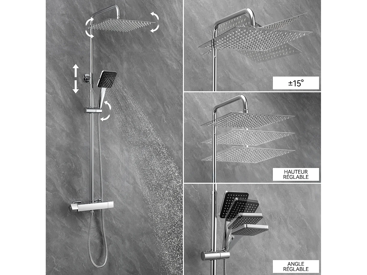 SOFETIY MAX Colonne de Douche Thermostatique,  Ensemble de Douche avec Mitigeur, 6 Fonctions Ensemble de Douche