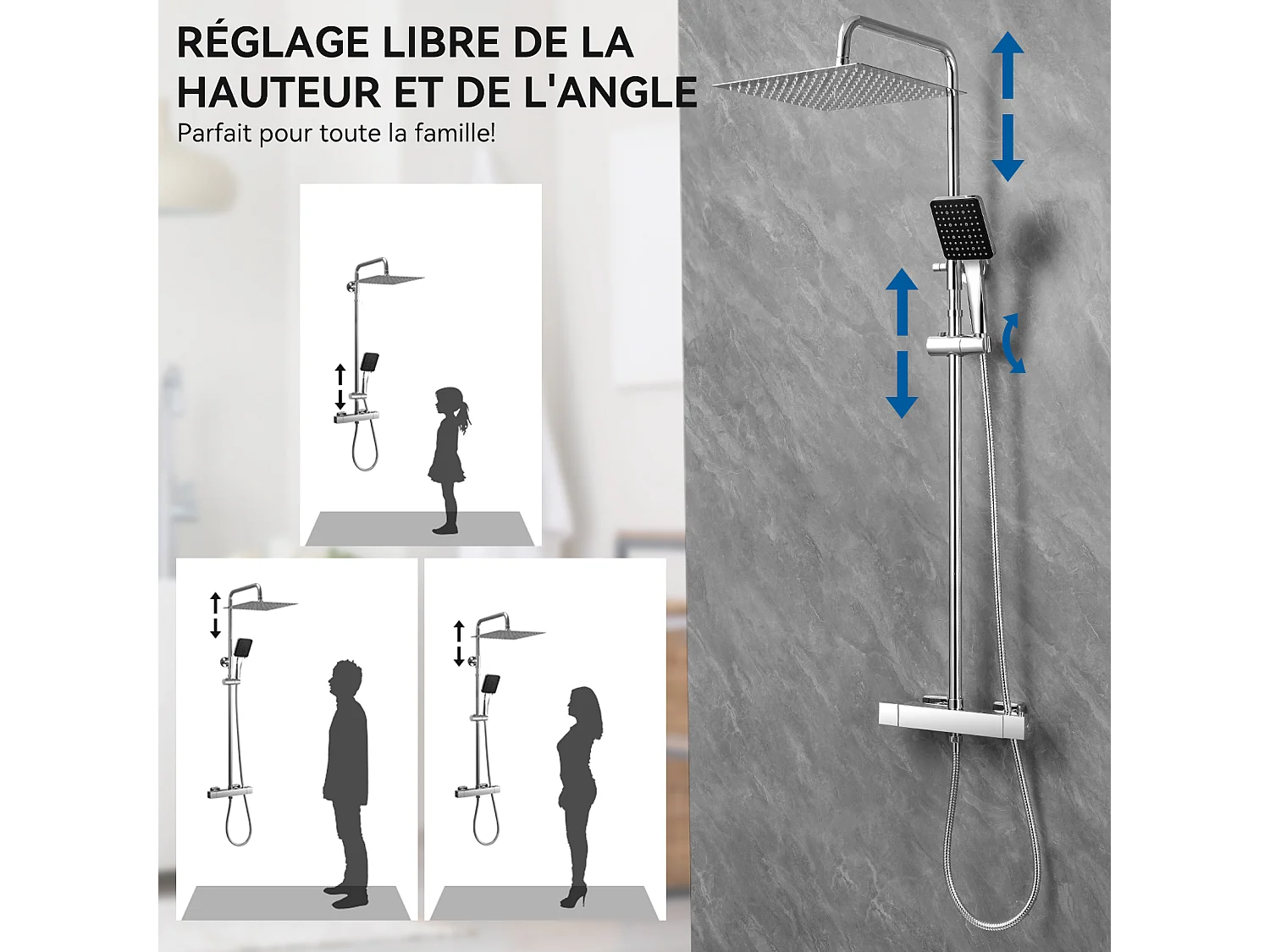 SOFETIY MAX Colonne de Douche Thermostatique,  Ensemble de Douche avec Mitigeur, 6 Fonctions Ensemble de Douche