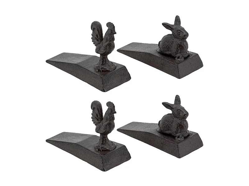 Cale-portes en fonte coq et lapin Lot de 4
