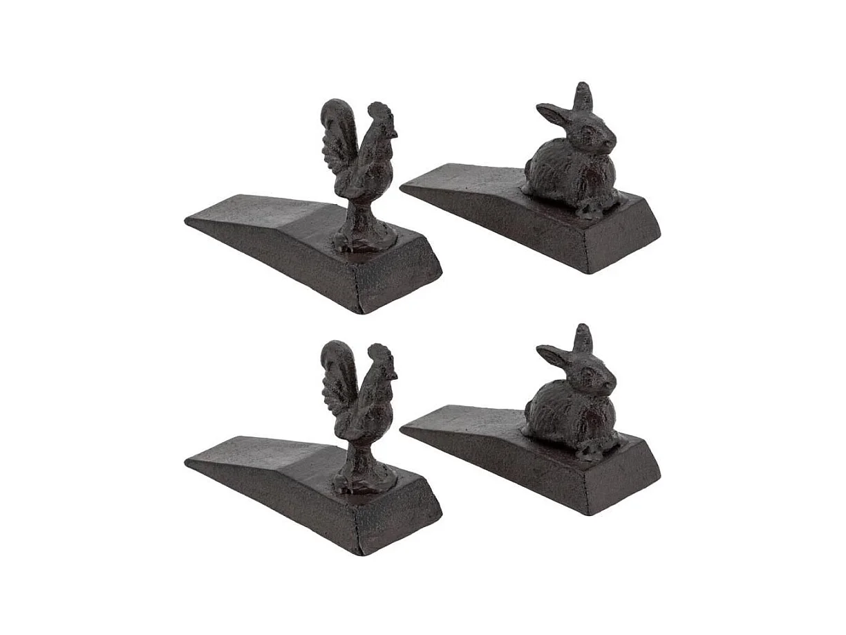Cale-portes en fonte coq et lapin Lot de 4