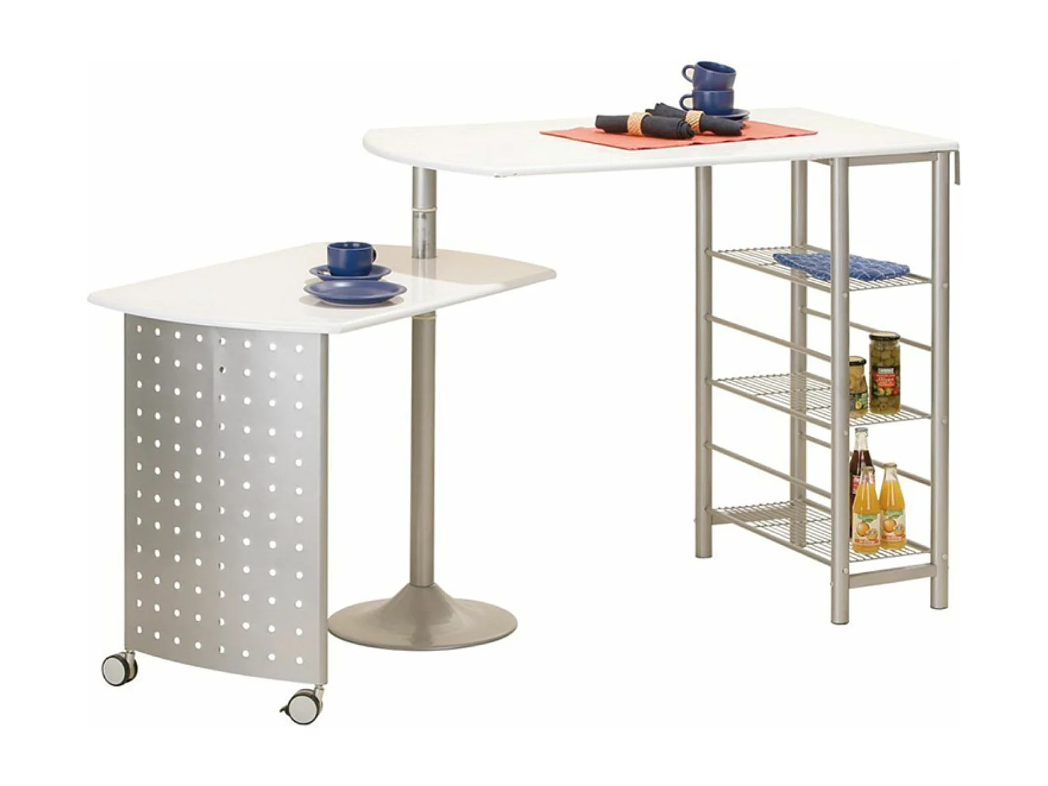 Table-Bar en métal Blanc, Dim : 70 x 183 x 100 cm