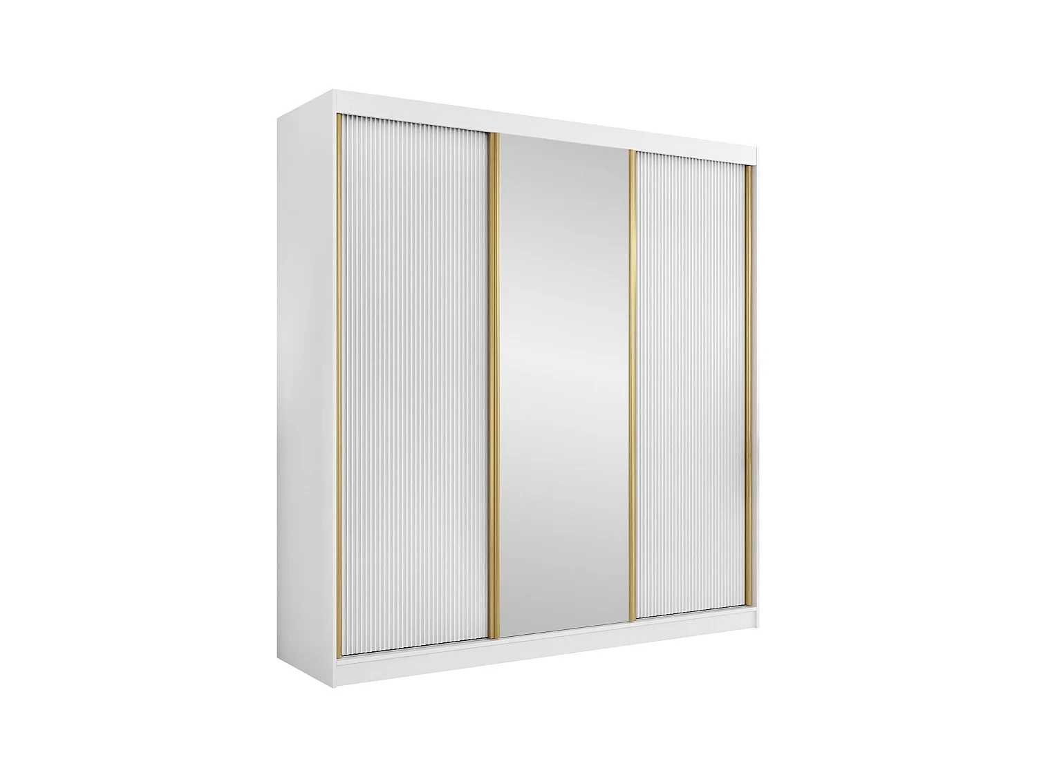 Armario Comfivo Larmire 112, Blanco|Dorado, 216x200x60cm, Puertas de armario: Correderas