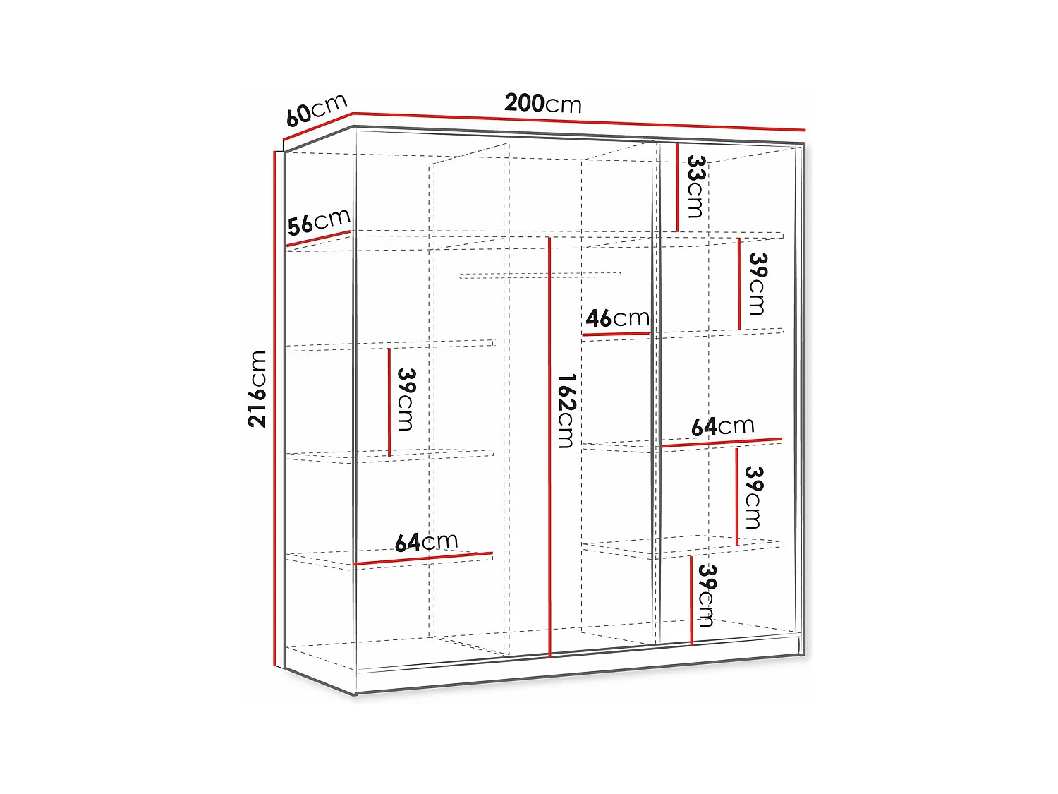 Armario Comfivo Larmire 112, Blanco|Dorado, 216x200x60cm, Puertas de armario: Correderas