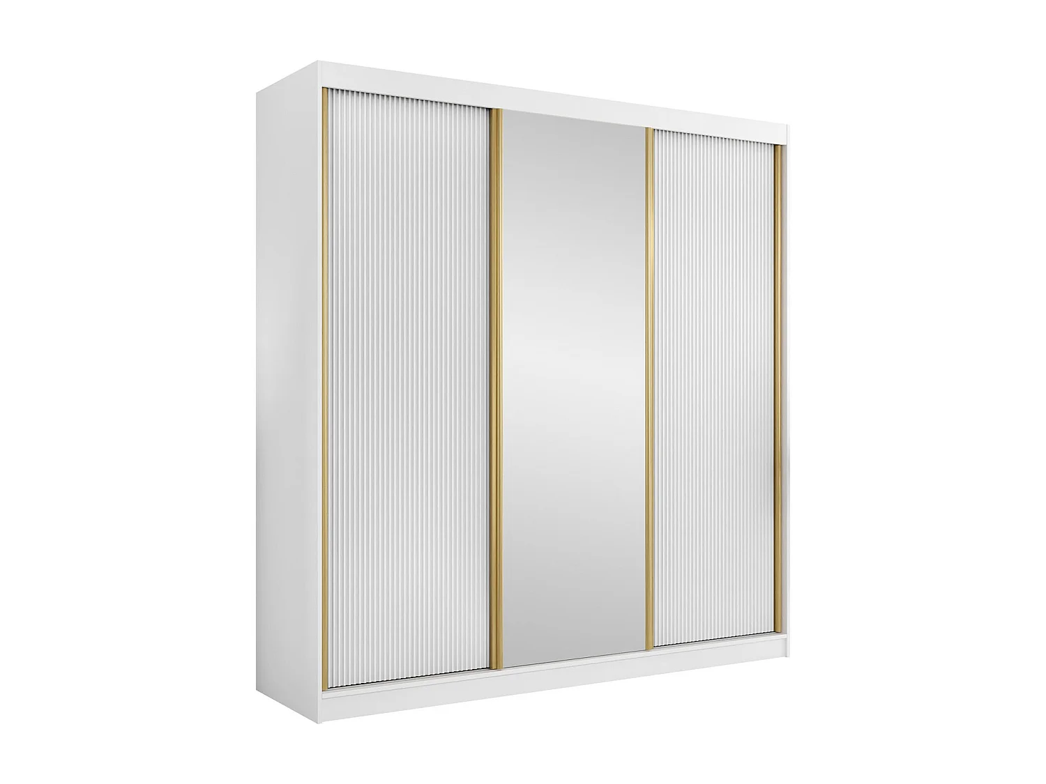 Armoire Comfivo Larmire 112, Doré|Blanc, 216x200x60cm, Portes d'armoire: Coulissantes