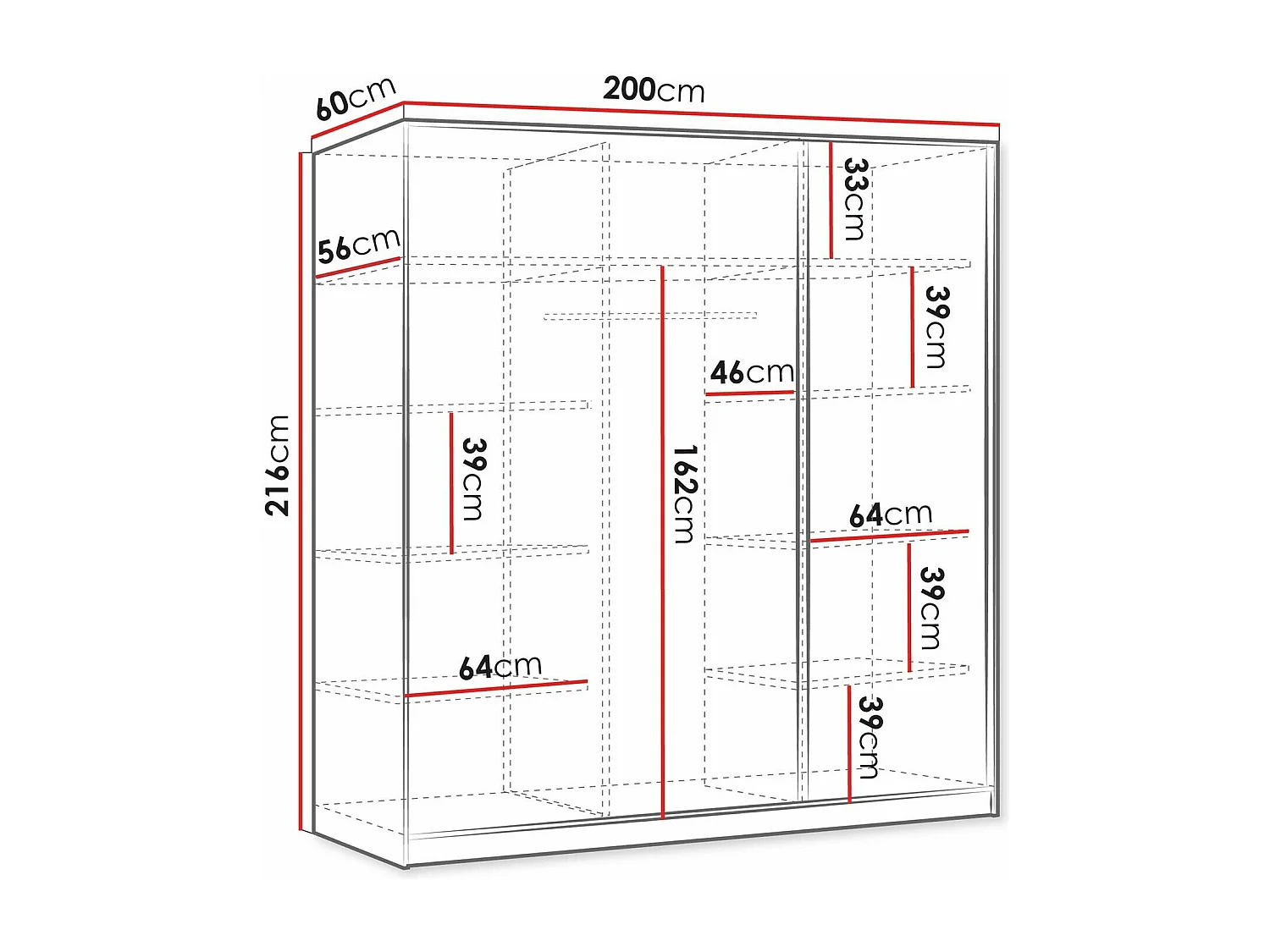 Armoire Comfivo Larmire 112, Doré|Blanc, 216x200x60cm, Portes d'armoire: Coulissantes