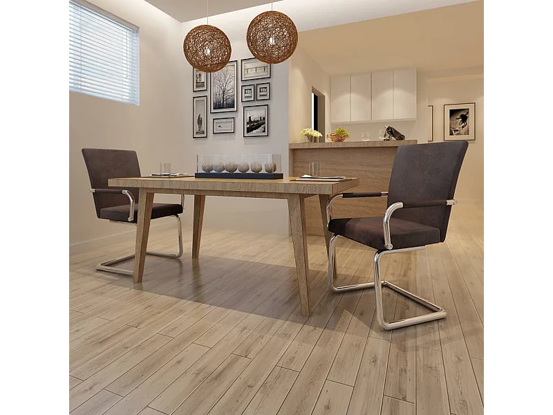 Cadeiras de jantar cantilever 2 pcs couro artificial castanho