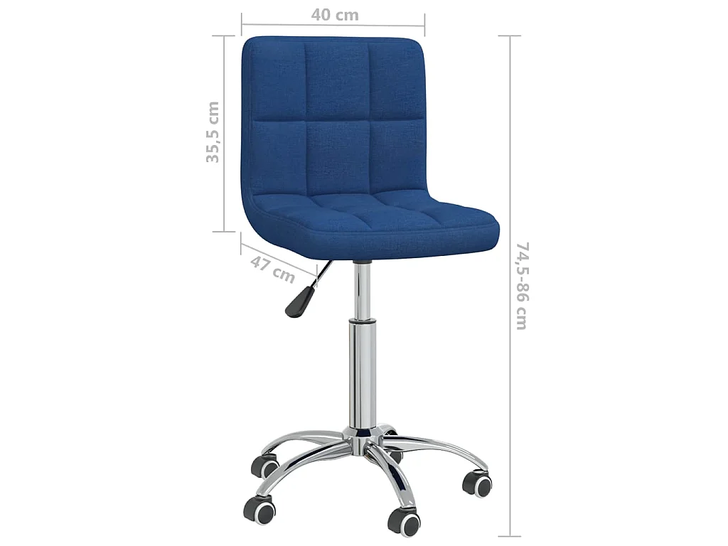 Sedia da Pranzo Girevole Blu in Tessuto