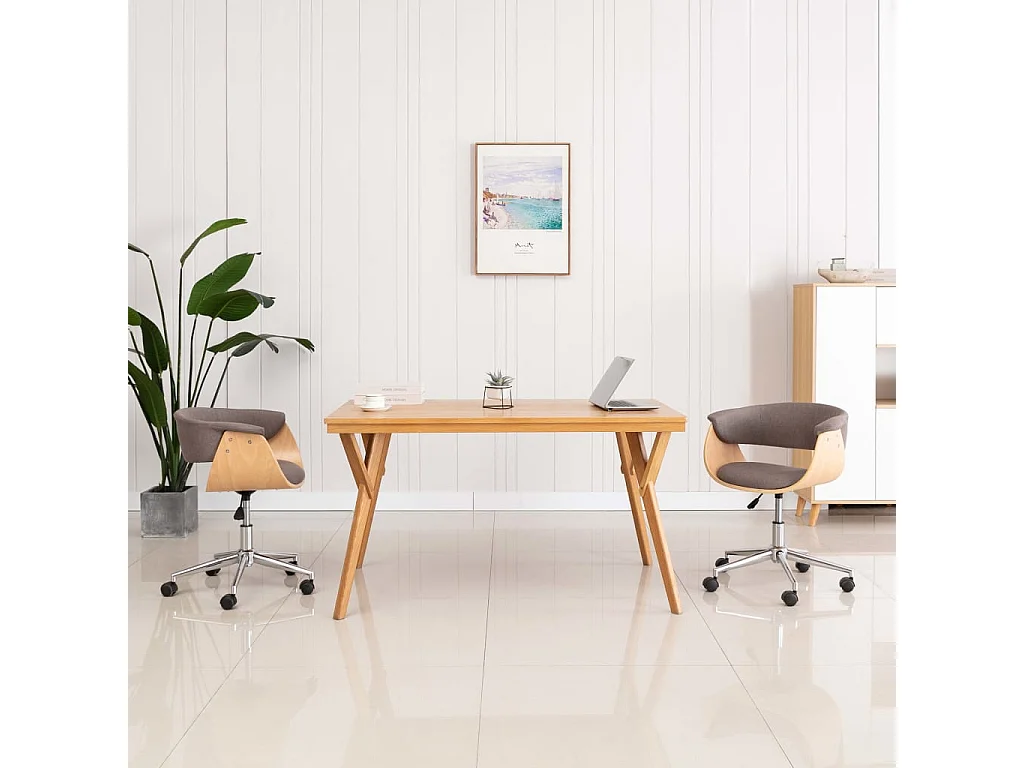 Chaises pivotantes à manger lot de 2 taupe tissu