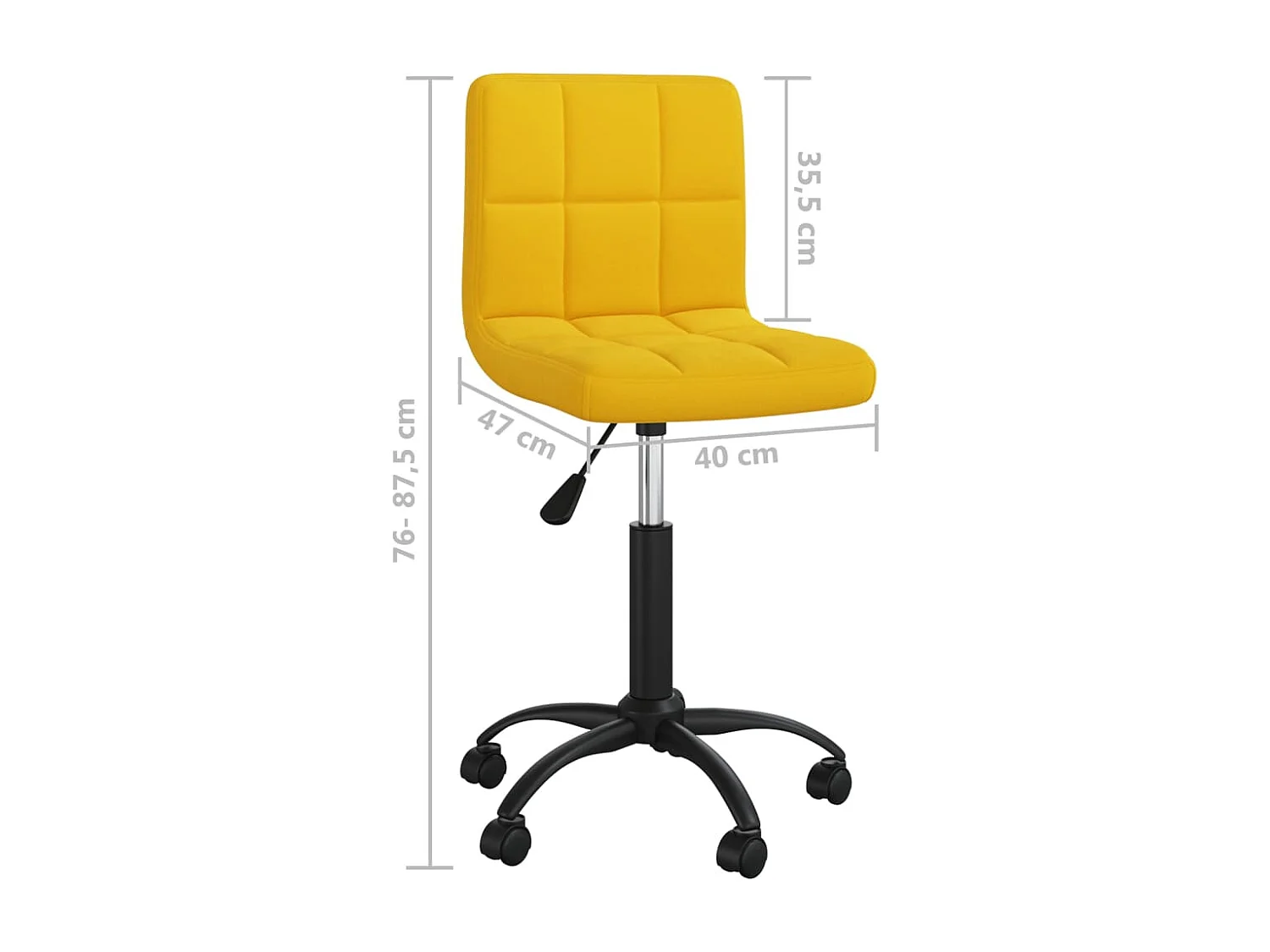 Chaise pivotante de salle à manger Jaune moutarde Velours