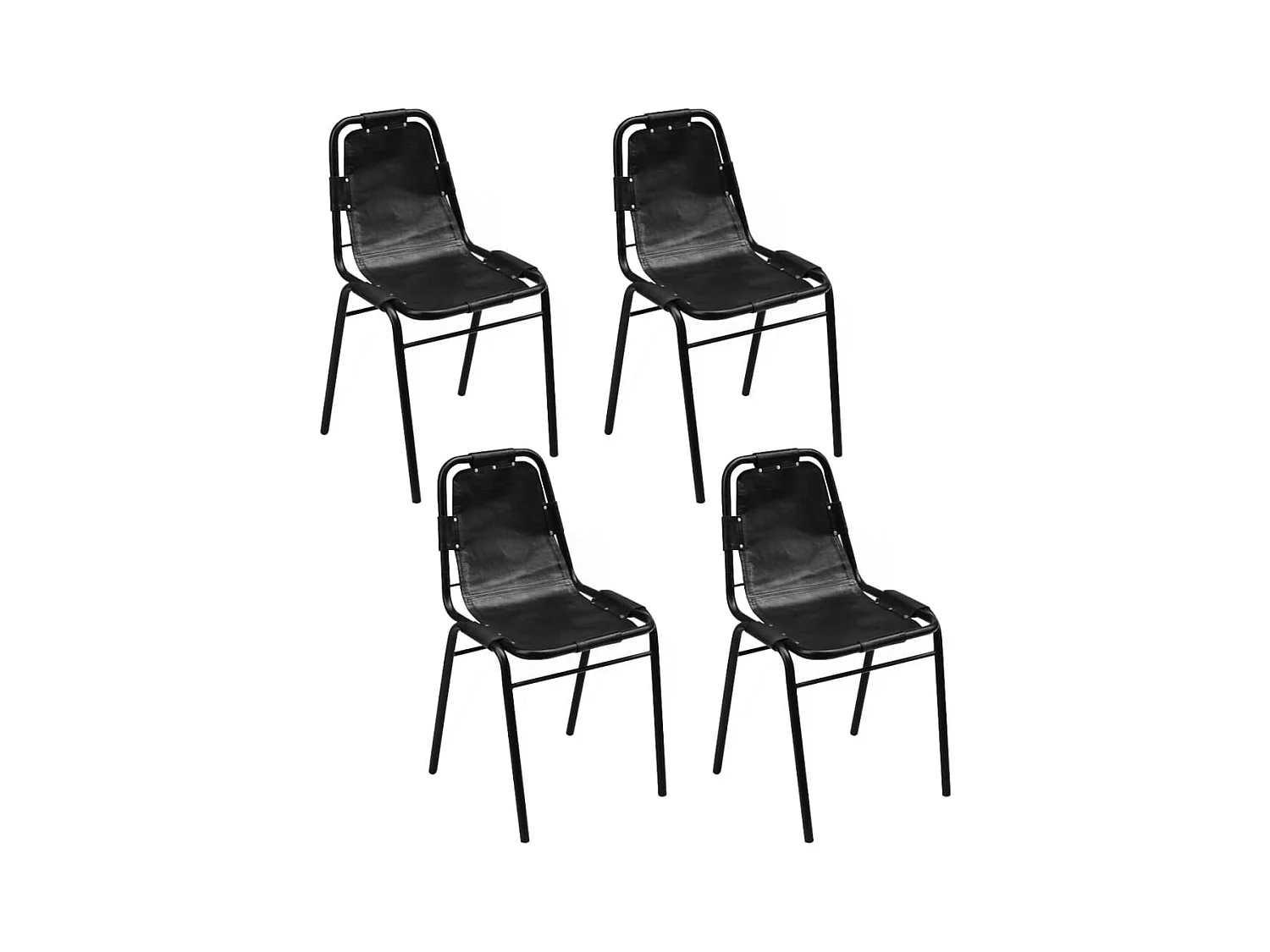 Chaises à manger lot de 4 noir cuir véritable