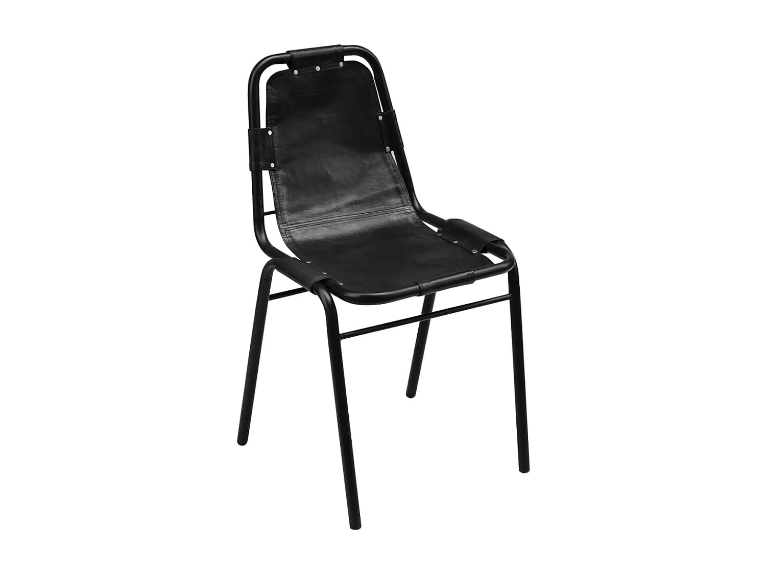 Chaises à manger lot de 4 noir cuir véritable