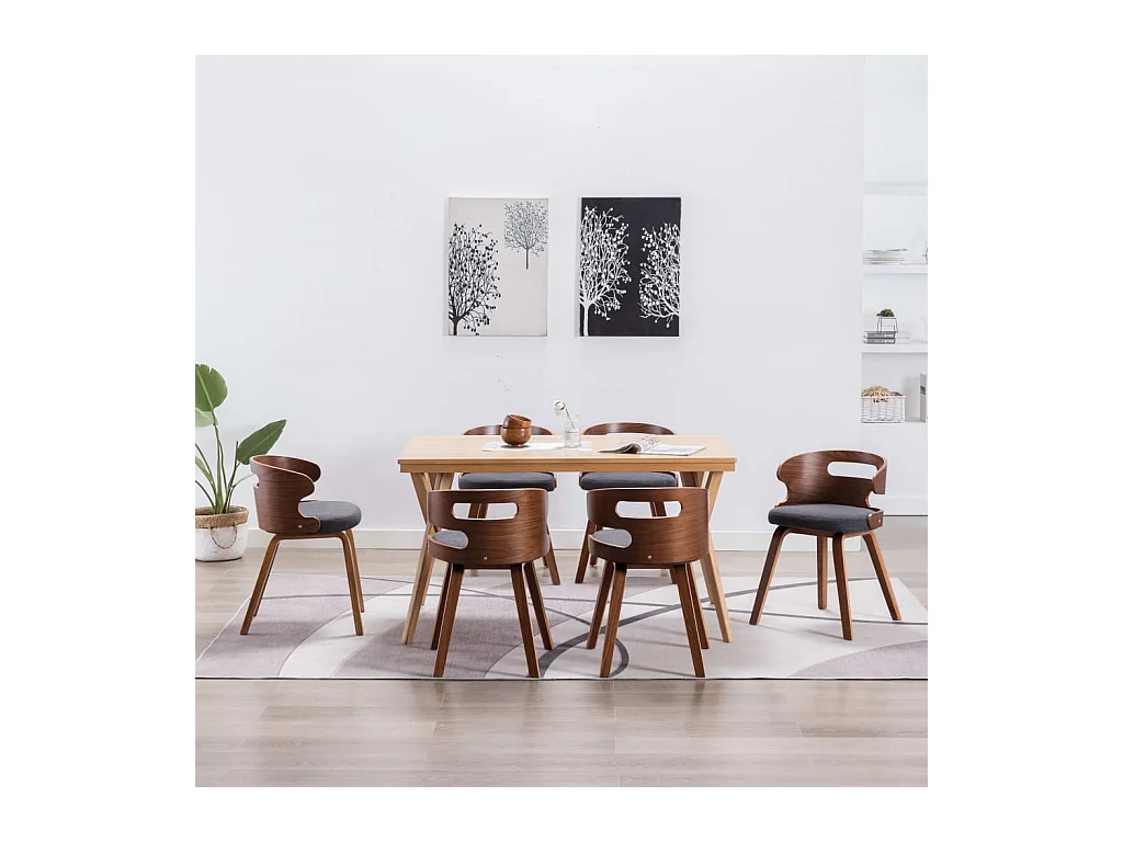 Esszimmerstühle 6 Stk. Dunkelgrau Bugholz und Stoff