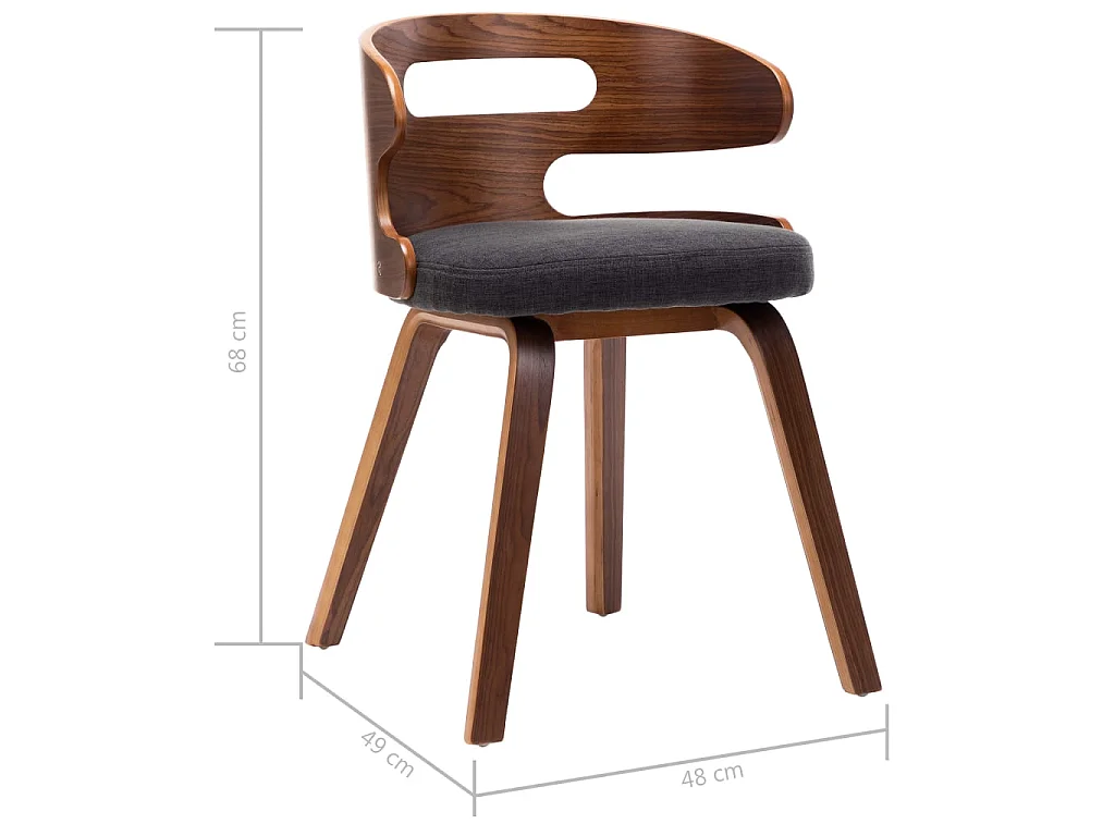 Eetkamerstoelen 6 st gebogen hout en stof donkergrijs