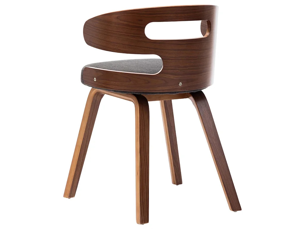 Eetkamerstoelen 6 st gebogen hout en stof donkergrijs