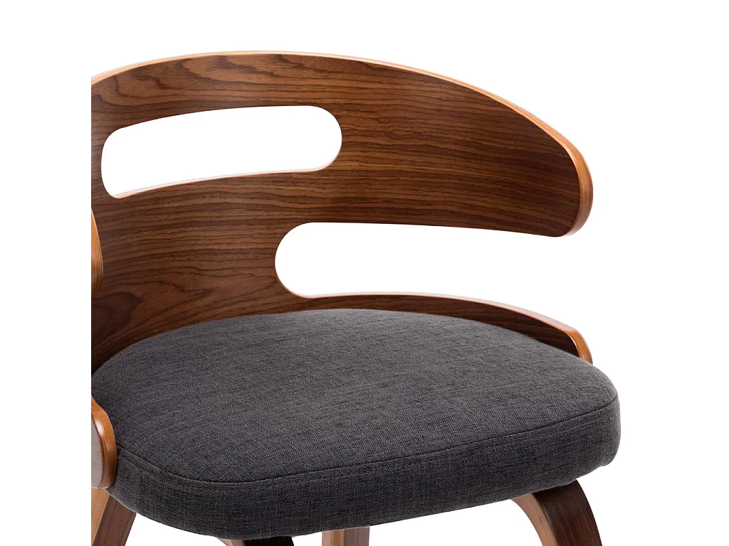 Eetkamerstoelen 6 st gebogen hout en stof donkergrijs