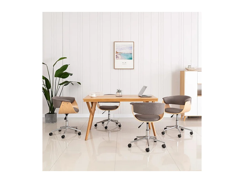 Chaises pivotantes à manger lot de 4 taupe tissu