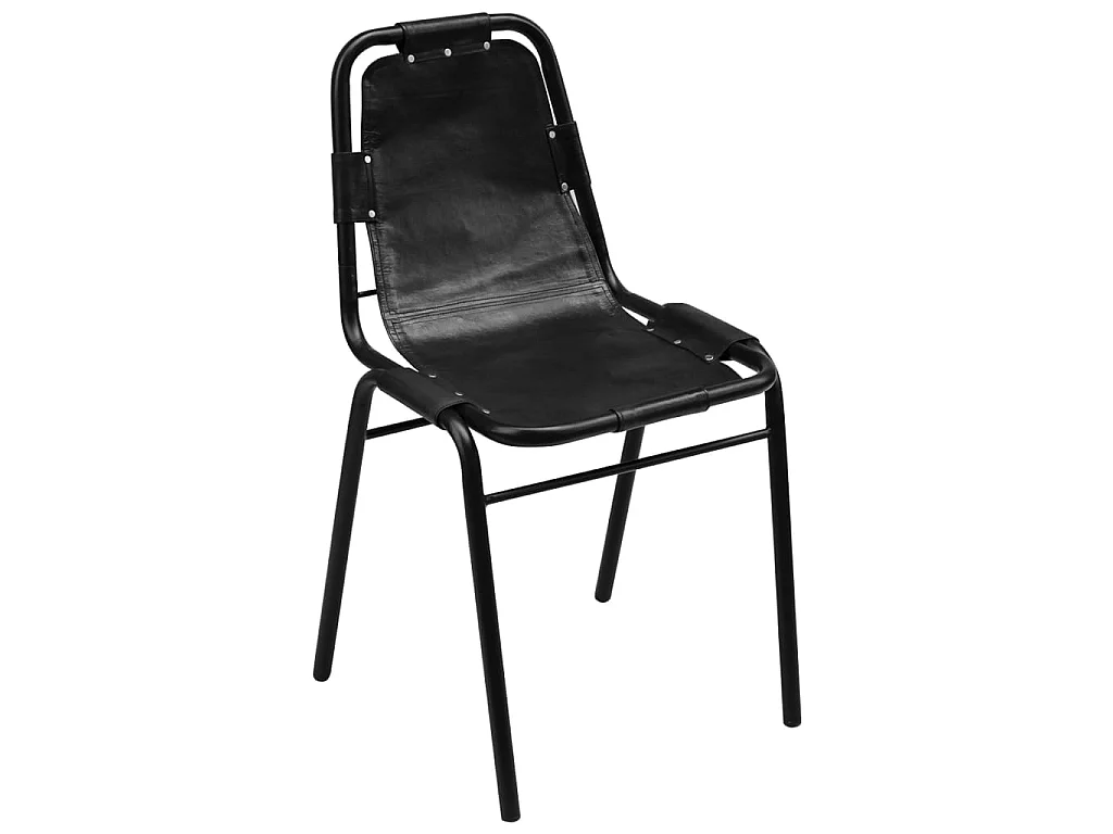 Chaises à manger lot de 2 noir cuir véritable