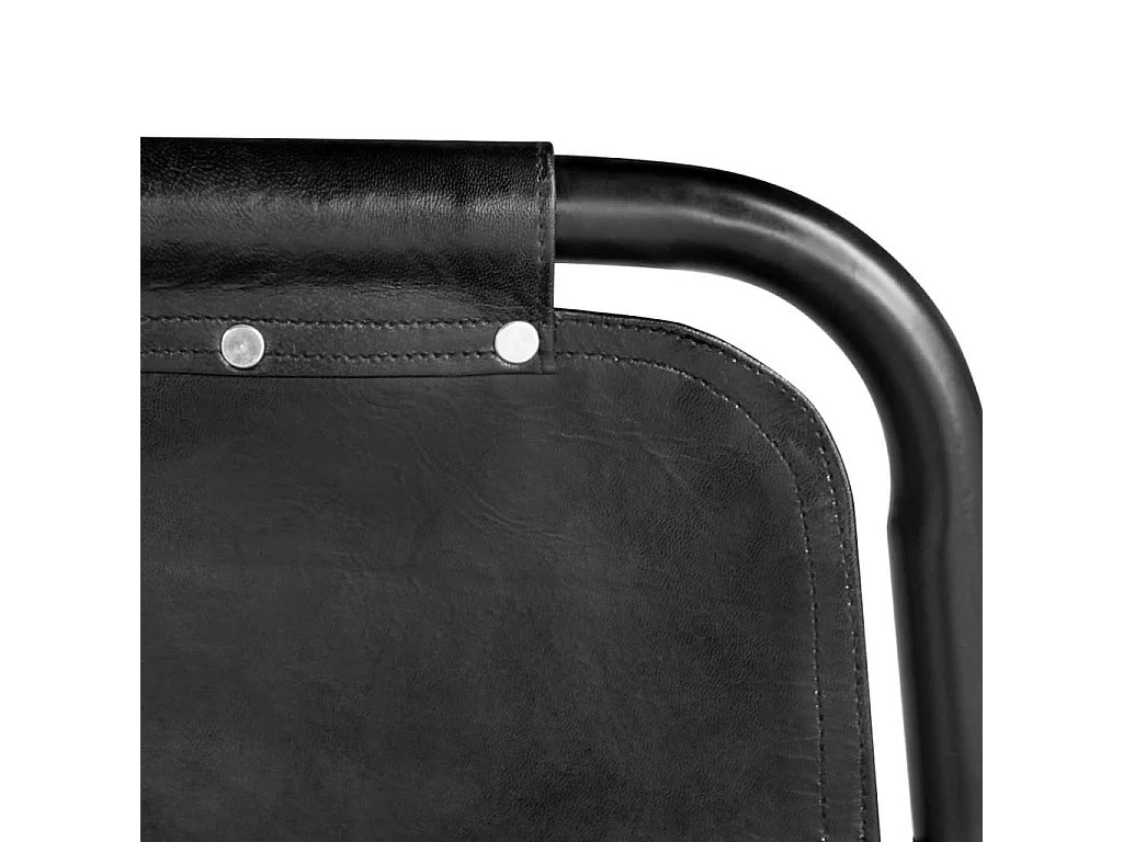 Chaises à manger lot de 2 noir cuir véritable