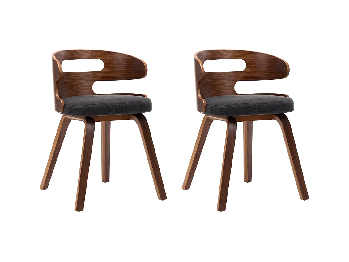 Eetkamerstoelen 2 st gebogen hout en stof donkergrijs