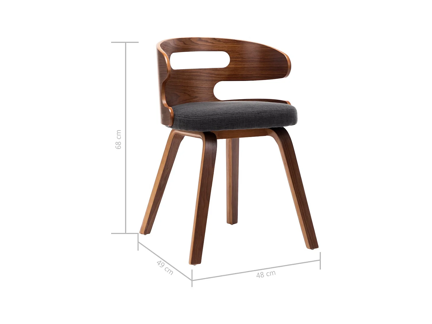 Eetkamerstoelen 2 st gebogen hout en stof donkergrijs