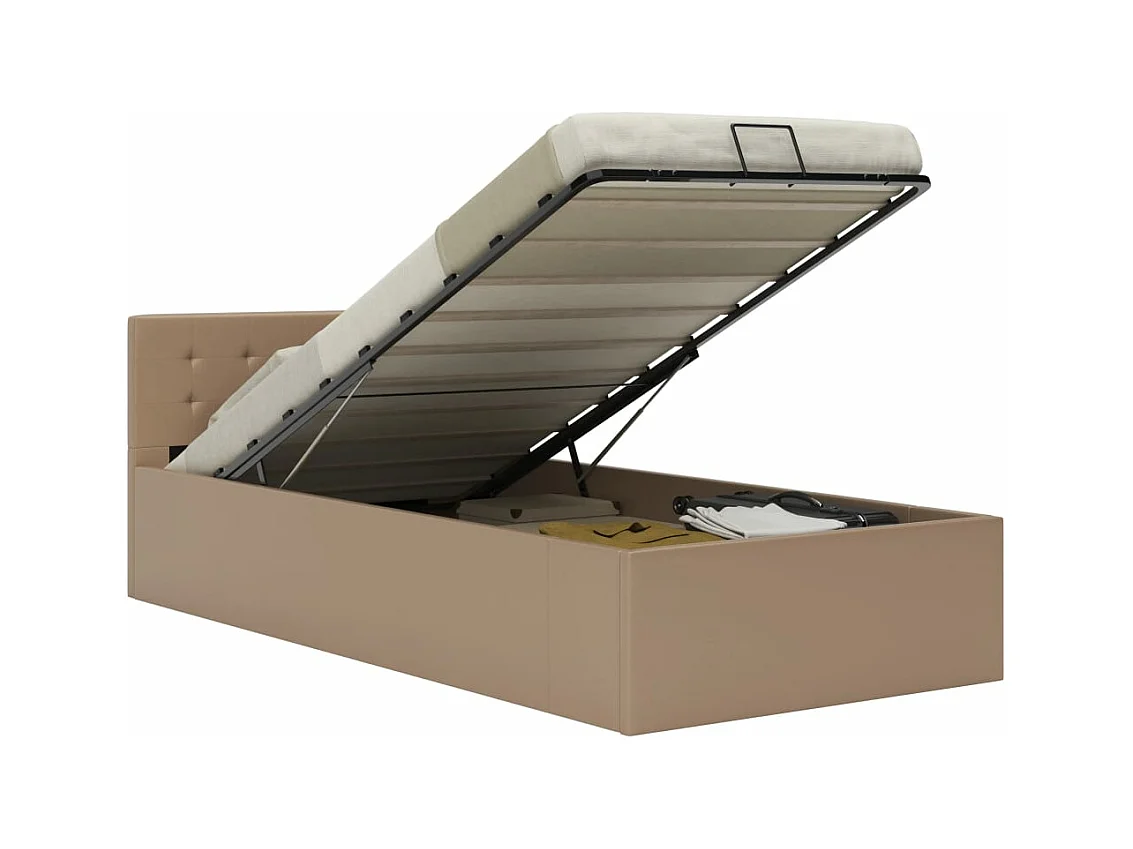 Cadre de lit à rangement Cappuccino Similicuir 90x200 cm