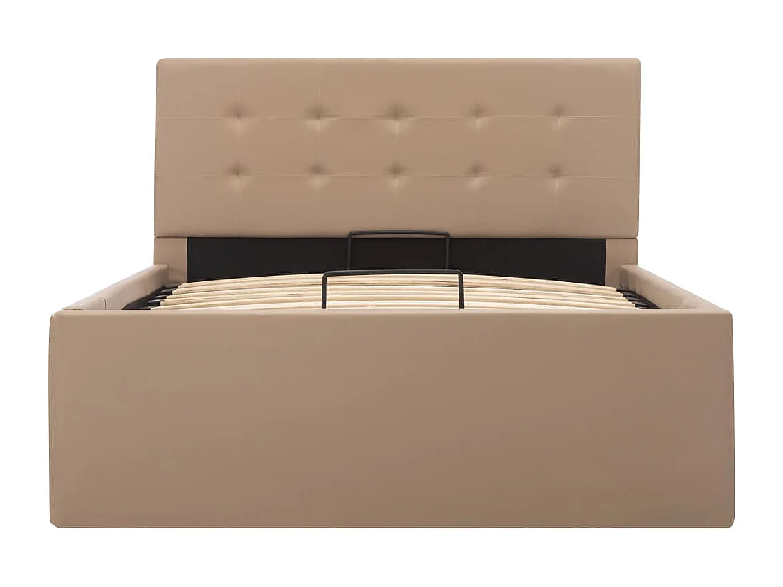 Cama hidráulica c/ arrumação 90x200cm couro artif. cappuccino