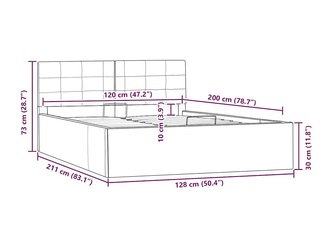 Stauraumbett Hydraulisch Grau Kunstleder 120×200 cm