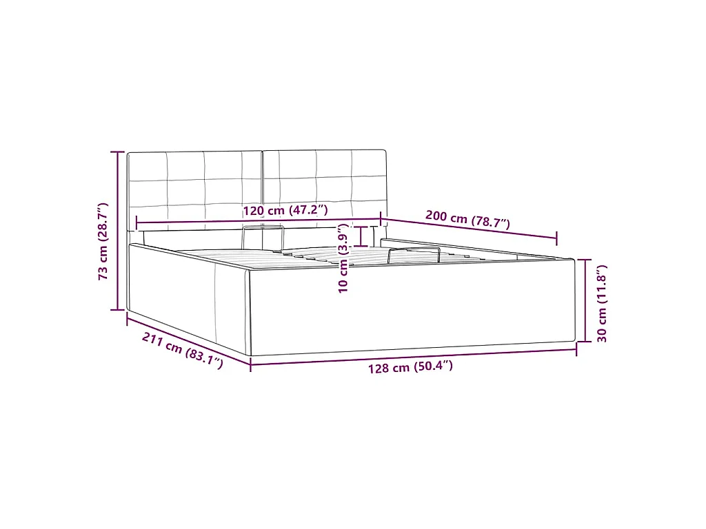Cama canapé hidráulica cuero sintético gris 120x200 cm