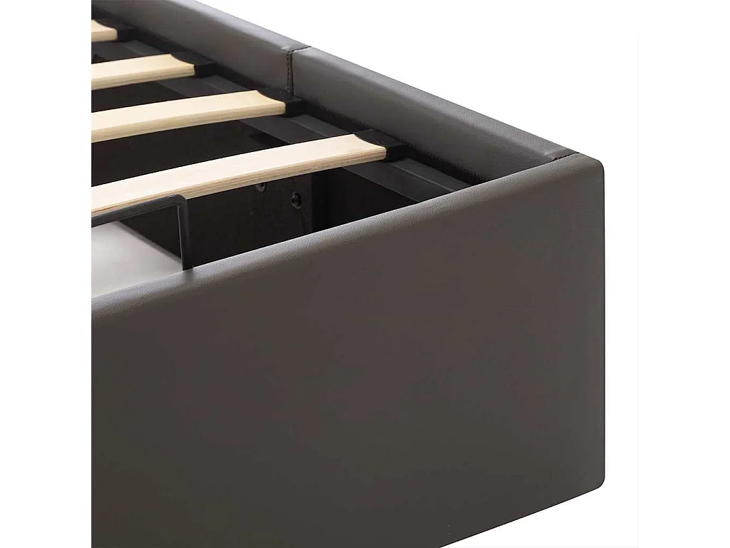 Cama canapé hidráulica cuero sintético gris 120x200 cm