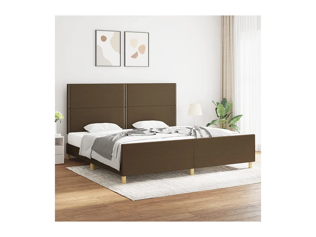 Giroletto senza Materasso Marrone Scuro 200x200 cm in Tessuto