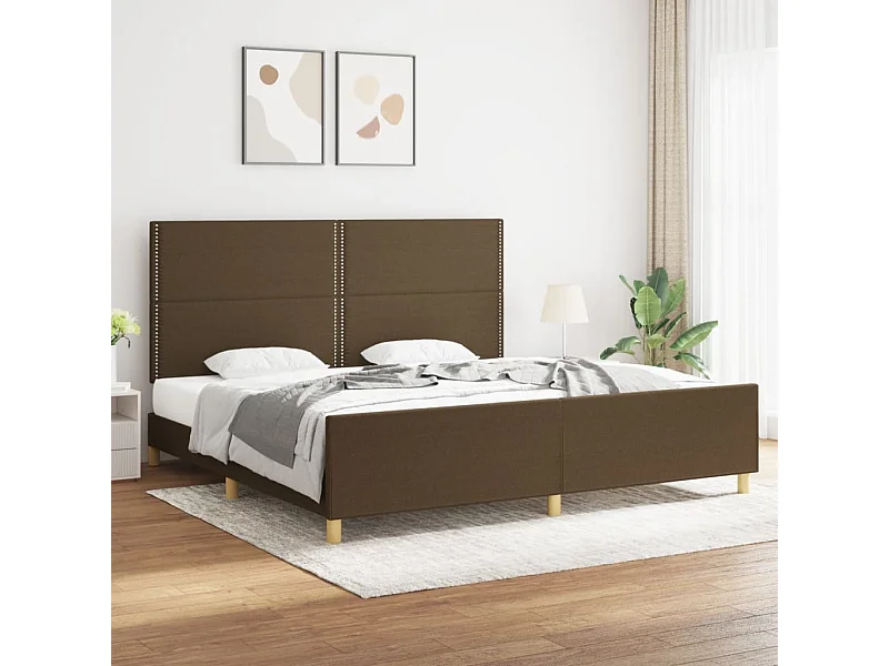 Bedframe zonder matras stof donkerbruin 200x200 cm