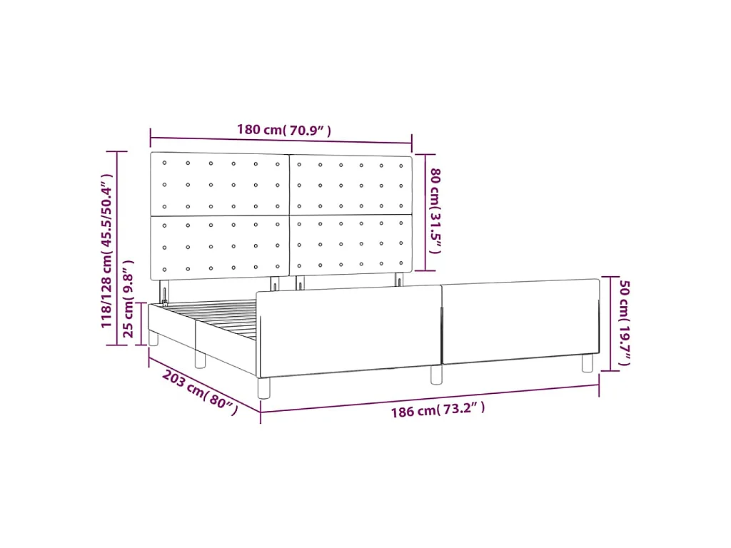 Bettgestell mit Kopfteil Taupe 180x200 cm Stoff
